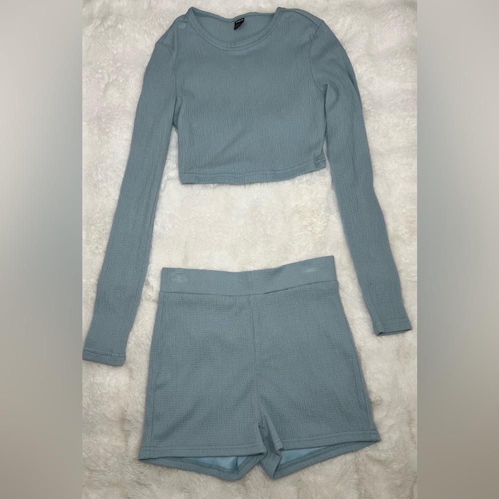 Stylish Light Blue Two-Piece Set